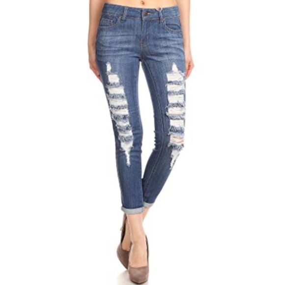 Wax Jean Denim - Wax Jeans Skinny Distressed
